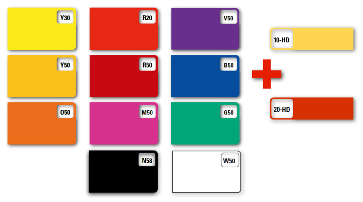 13 monopigmentierte Grundfarben